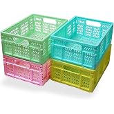 PTEREIW 20L Folding Crate, 4Pack Plastic Storage Baskets Organizer for Home and Office,Collapsible Storage Crates for Home Office and Outdoor Organizer. (Mix Colors)