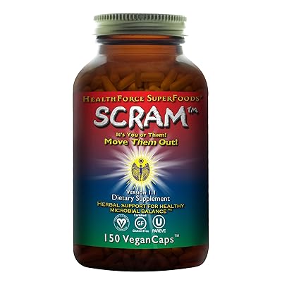 HealthForce SuperFoods Scram - 150 Vegan Capsules - All Natural - Non GMO, Gluten Free - 15 Servings