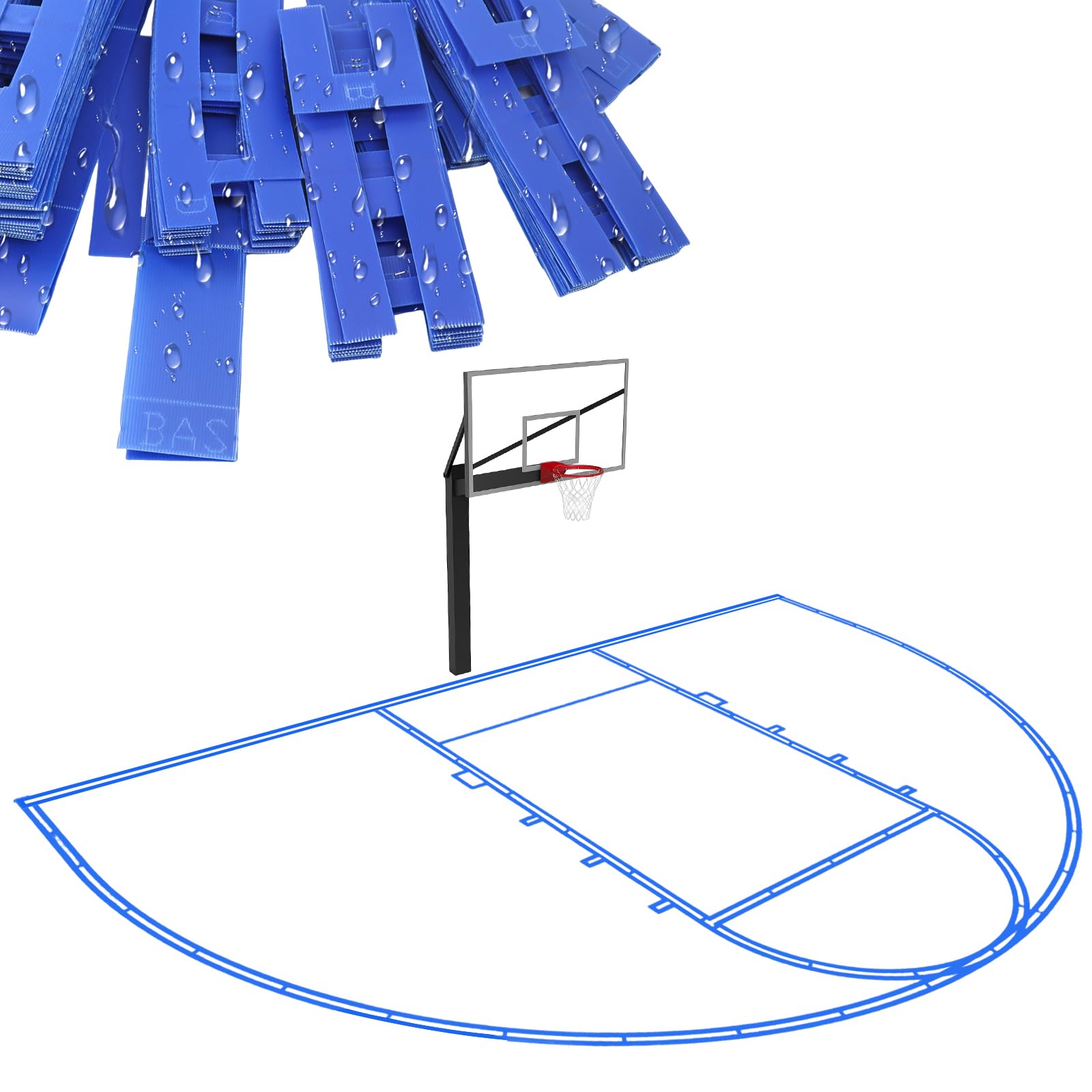 Photo 1 of ??????? Basketball Court Marking Kit, Heavy-Duty Basketball Court Stencil Kit for Concrete or Driveway, Waterproof | Easy Install Plastic Templates, Over 100 Times, Fits Any Surface