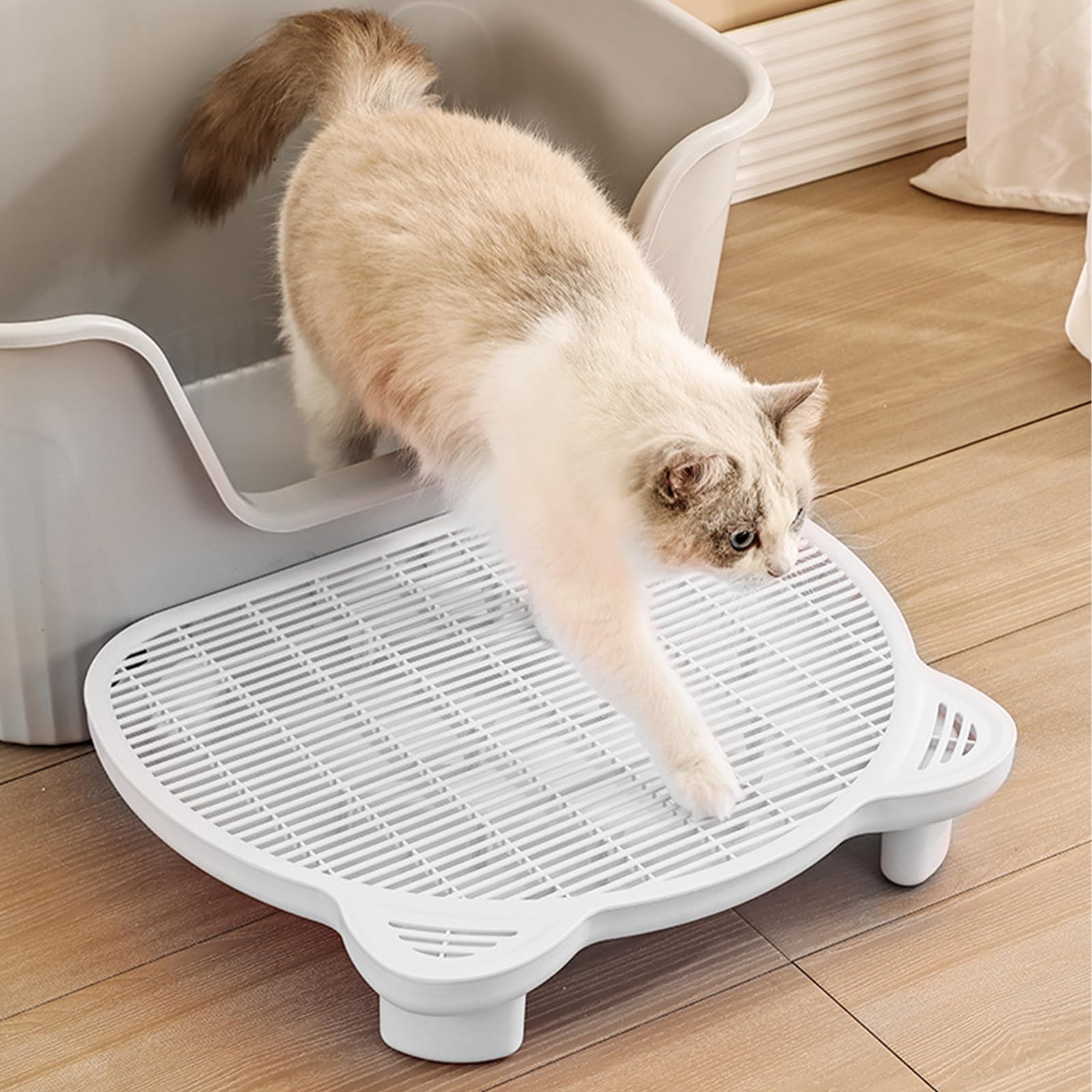 Photo 1 of SpaceTime Cat Litter Mat Litter Trapping Mat,20.08"x15.94"x3.54"Large Dual-Layer Cat Litter Box Mat for Kitty,Floor Protection,Waterproof Urineproof(White)