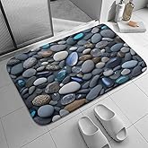 Pebble Stone Cobblestone Bath Mat for Bathroom Absorbent Bath Mat Rugs, Non Slip Rubber Backing Floor Mat 18x30Inch