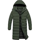 CREATMO US Men's Long Winter Coat Waterproof Thicken Warm Parka Quilted Insulated Puffer Jacket with Removable Hood