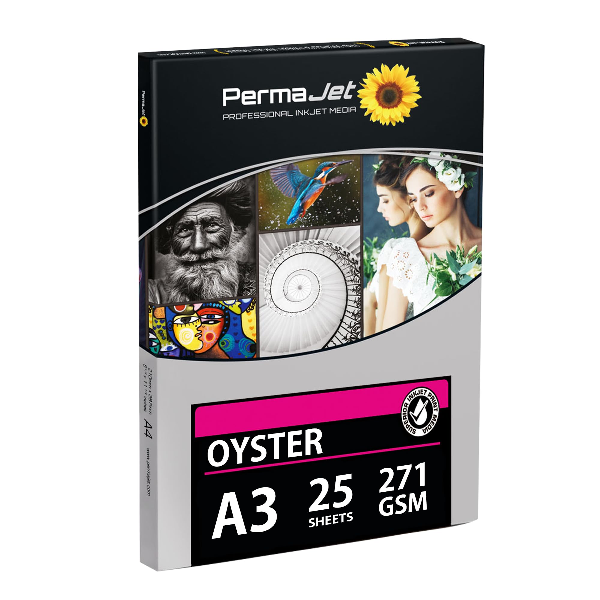 PermaJet Oyster 271gsm | A3 25 Sheets | Inkjet Semi-Gloss/Lustre Printer Photo Paper