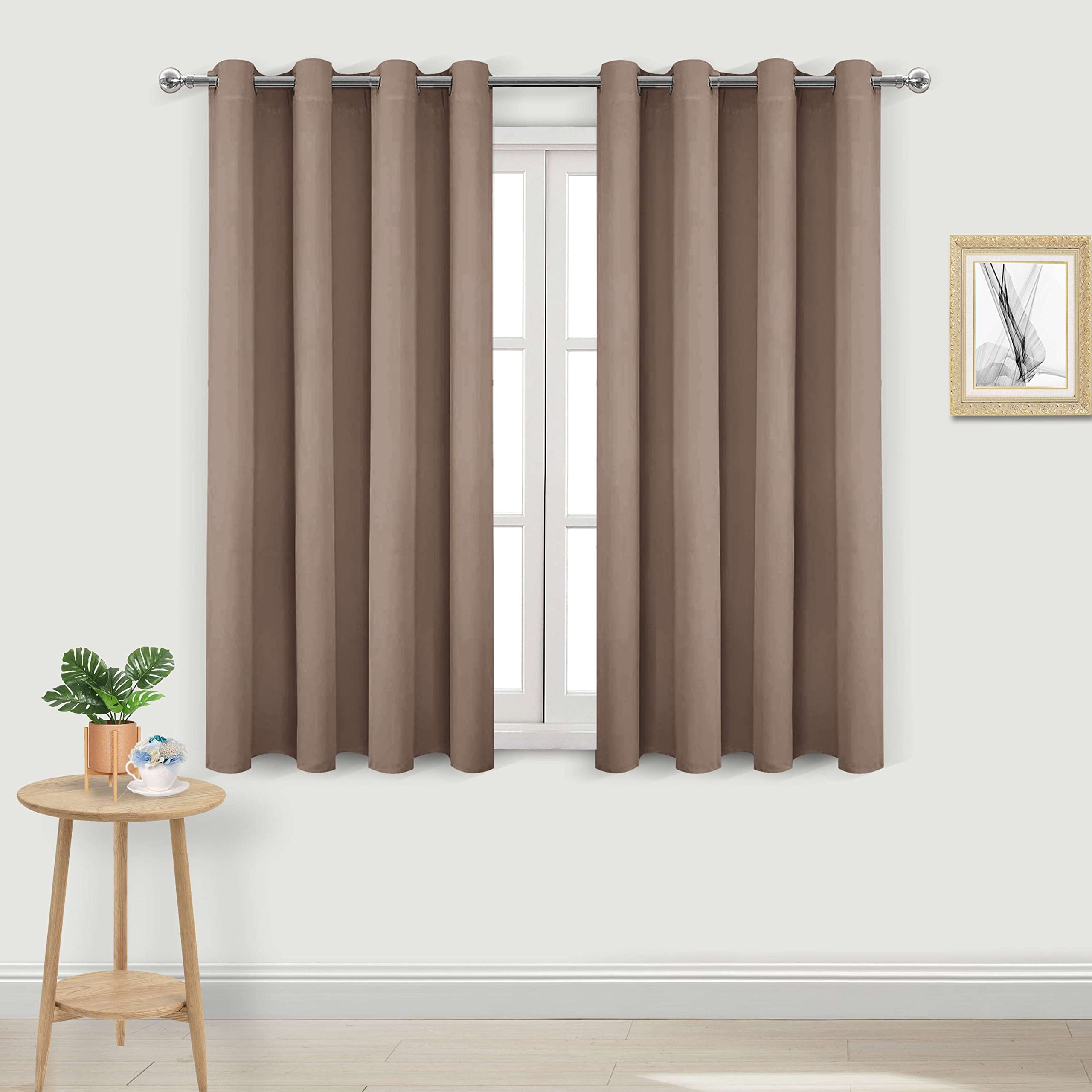 DWCN Blackout Curtains for Bedroom Eyelet Curtains for Living Room Window Treatments Khaki Curtain 52 x 54 Inch 2 Panels — image 1