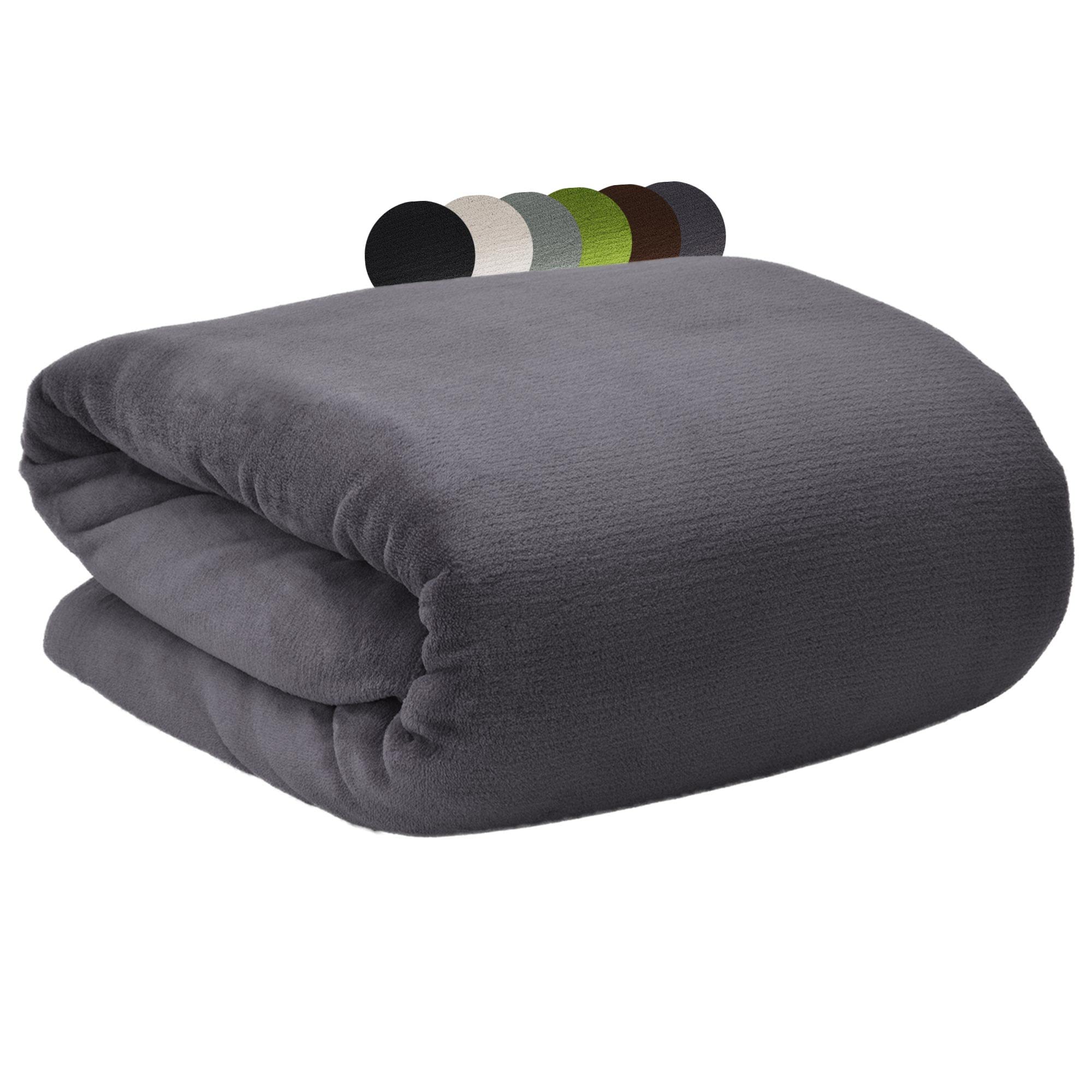 Beautissu Thick Fluffy Fleece Blanket 220x240 cm Aurelia - Soft Luxury Sofa Throw Blanket Armchair Cosy for Autumn Fall Winter Bed Comforter Bedspread Blankets and Throws Anthracite