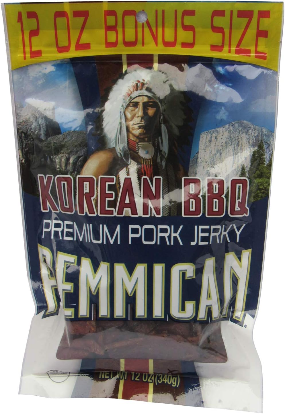 Pemmican Premium Pork Jerky in a Resealable Bag - Korean BBQ - One 12 Oz Bag
