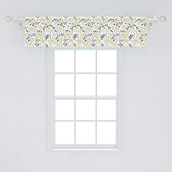 Ambesonne Grey Window Valance, Daisy Flowers Bees