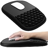 JIKIOU Ergonomic Mouse Pad Wrist Support with Massage Design, Memory Foam Wrist Rest Pain Relief Mousepad with Non-Slip PU Base, Mouse Pads for Wireless Mouse 12x8 inch (Matte Black)
