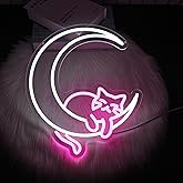 Moon Cat Neon Sign Girl Room Decor Led Neon Lights Signs for Wall Decor USB Powered Led for Room Decoration