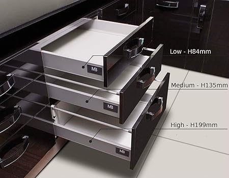 Soft Close Kitchen Drawer Runners System L 250mm Modern Box Low