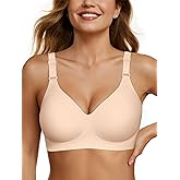 OEAK Womens Seamless Bras Comfortable Bra No Underwire Full Support Bralette Push Up Plus Size V Neck Sleeping Tshirt Bras