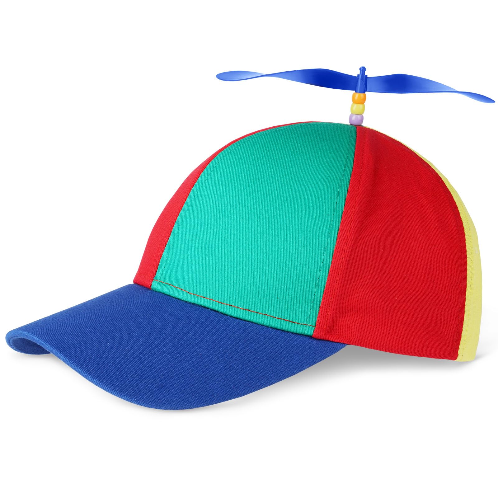 Aomig Kids Funny Helicopter Baseball Cap with Propellers, Colorful Patchwork Rainbow Propeller Cap, Summer Sun Protection Sun Hat for Fancy Dress Party Gifts