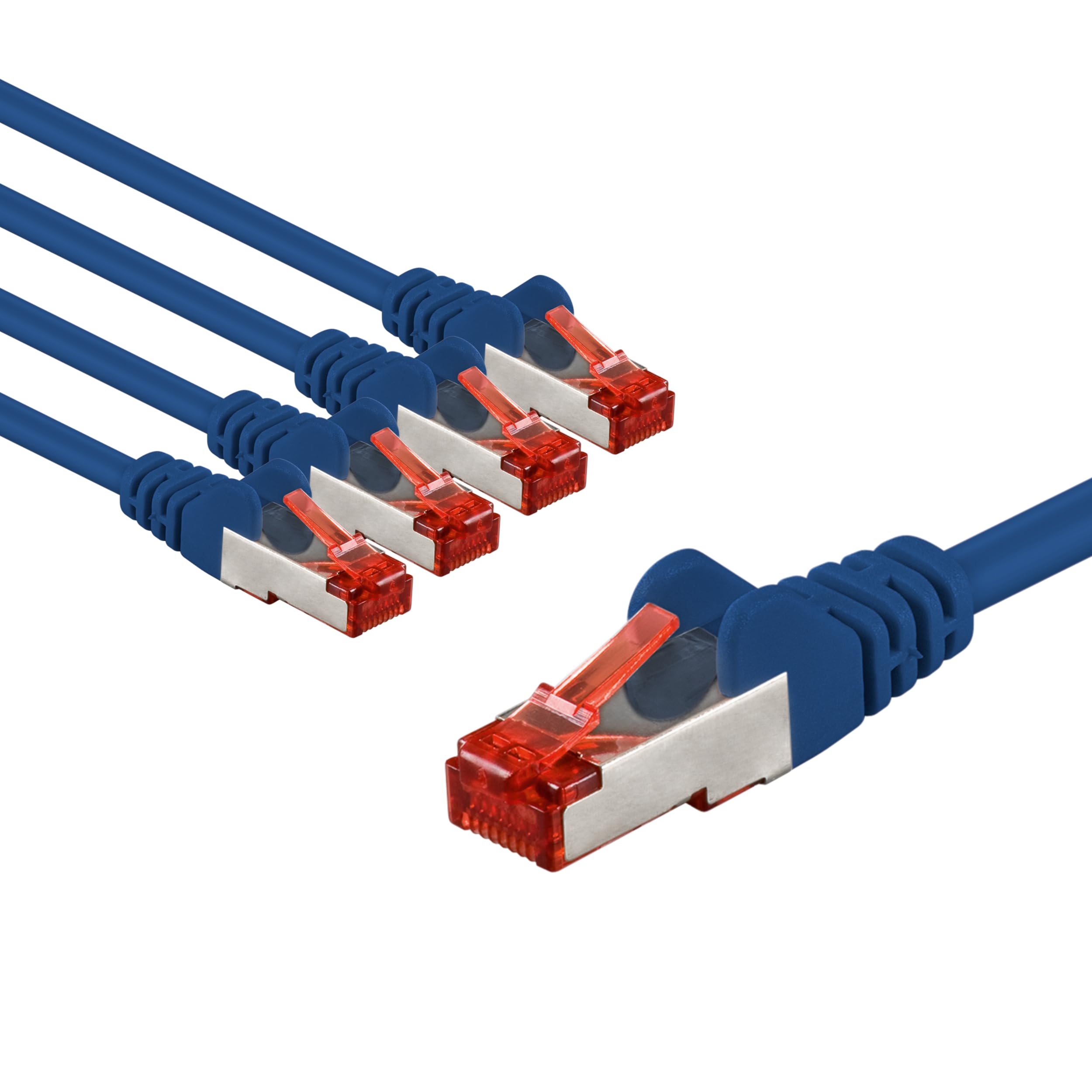 goobay 65966 CAT6 Network Cable Set of 5/Patch Cable Shielded S/FTP/CU Ethernet Cable, PiMF, LSZH/Cat 6 Cable with 10 Gbits/Blue / 5 x 1 m