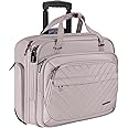 VANKEAN Laptop Bag Women with Wheels, 15.6 Inch Rolling Briefcase for Women, Water Repellent Overnight Rolling Computer Bag with RFID Pockets for Travel Business Work School, Light Dusty Pink