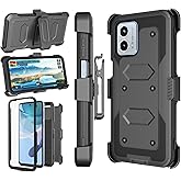 Njjex for Moto G 5G 2023 Case, for Motorola G 5G 2023 Phone Holster Case, [Nbeck] Shockproof Heavy Duty Built-in Screen Protector Rugged Swivel Belt Clip Holster Kickstand Hard Shell Cover [Black]