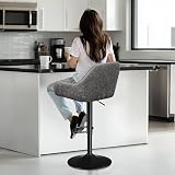 Yaheetech Bar Stools Set of 2 Adjustable Swivel PU Leather Grey view 6