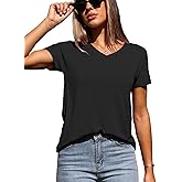 Abardsion 2025 Summer V Neck T Shirts for Women Trendy Outfits Loose Fitted Elegant Blouses Tops