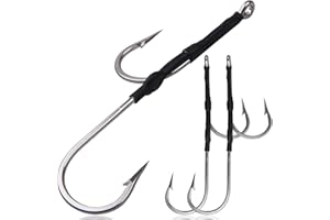 OROOTL Double Hook Rig Saltwater Trolling Hooks, 3pcs Double Hook Rigs for Trolling and Chunking Big Game Stainless Steel Double Trolling Hooks for Marlin Shark Tuna Wahoo Dorado Fishing