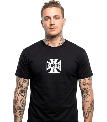 West Coast Choppers Men T-Shirt OG Classic, Color:Black/White