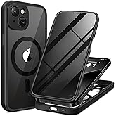 BERFY for iPhone 14 Case, Compatible with MagSafe, Built-in Privacy Screen Protector and Camera Protection, Anti-Spy Full Body Shockproof Clear Phone Case for 14 6.1", Black