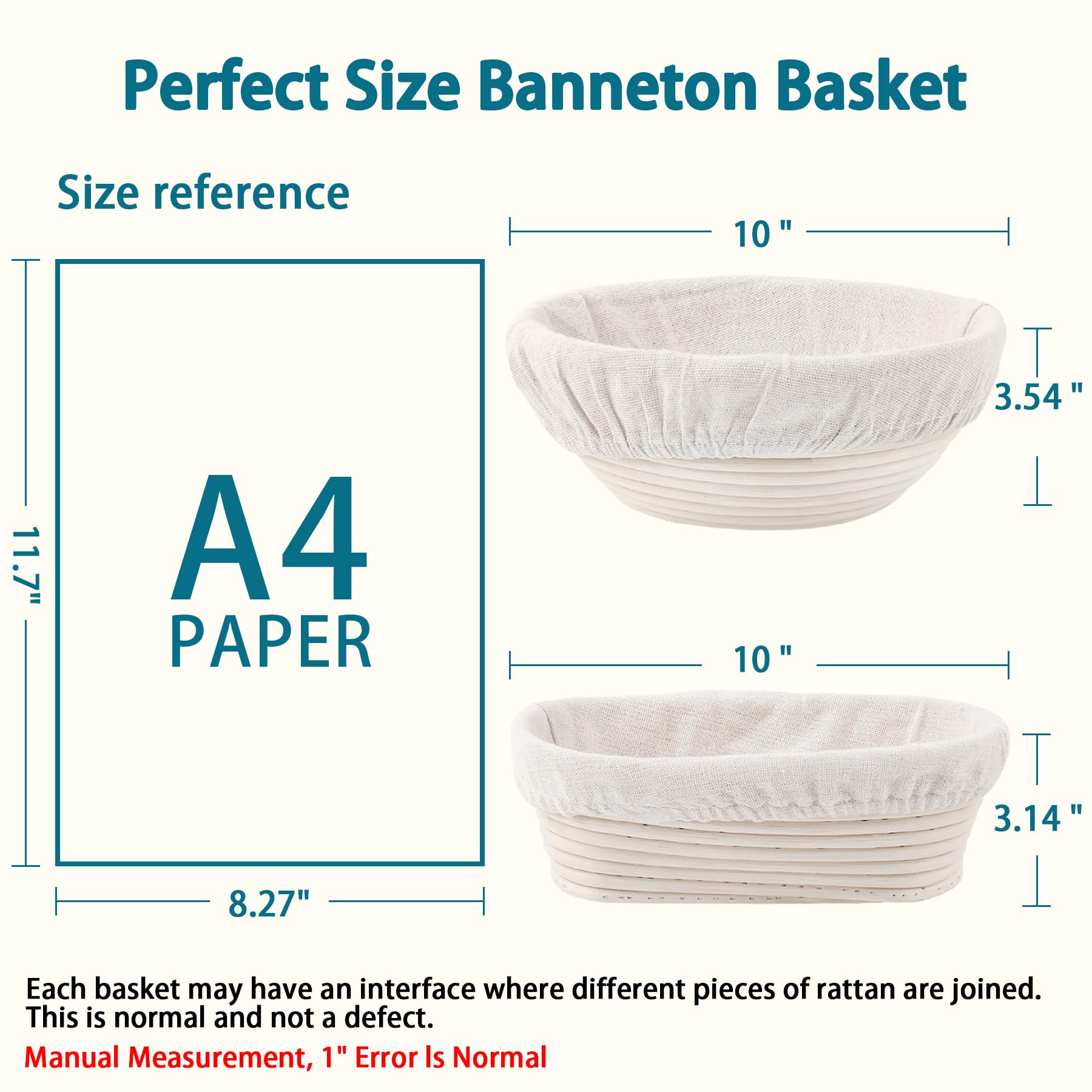 Aliggbent 28Pcs Sourdough Bread Baking Supplies, 10'' Round & 10'' Oval Banneton Bread Proofing Baskets with Liners, Starter Bread Making Tools Kit Proofing Bowls for Sourdough Rising and Baking