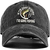 Dhecvbd If I've Gone Missing,I've Gone Fishing,Funny Baseball Caps, Personalized Hats, Adjustable Cotton Baseball Caps,Gifts for Fishing Enthusiasts,Visors for Anglers,for Outdoor Athletes Dark Grey