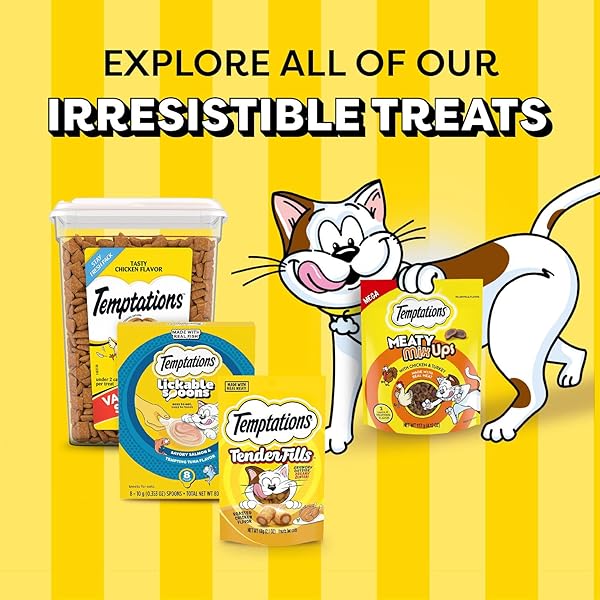 TEMPTATIONS LICKABLE SPOONS, SOFT LICKABLE CAT TREATS, ADULT WET CAT TREATS, VARIETY PACK, 72 SPOONS