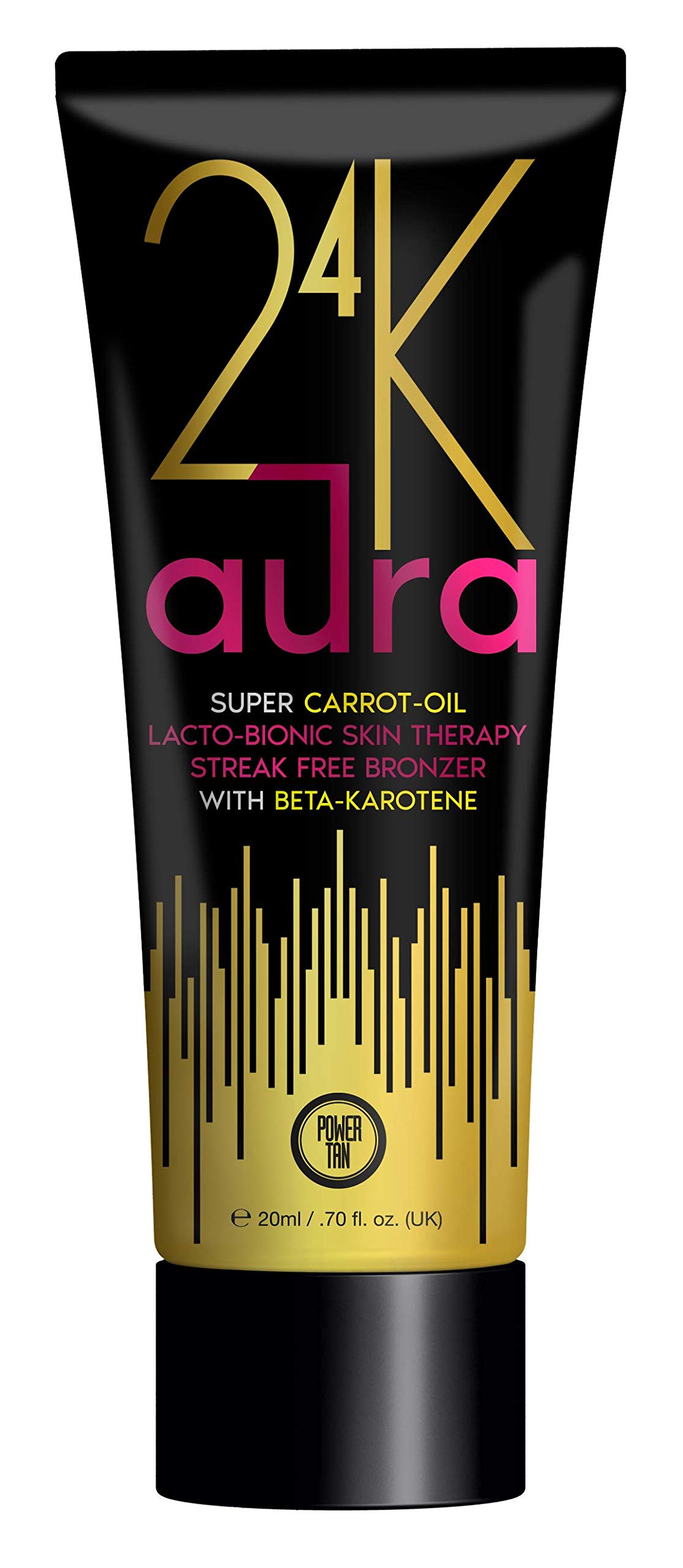 Power Tan 24K Aura Bronzing Sunbed Tanning Accelerator with Carrot Oil Beta Carotene Natural DHA Free Bronzer Tingle Free Indoor Tanning Cream | 250ml