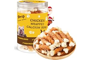 PAWUP Chicken Wrapped Puppy Chew Bones, Digestible Soft-Core Dental Chews, Real Chicken, Gentle Teething Treats for Small & Medium Dogs, 12.5 oz