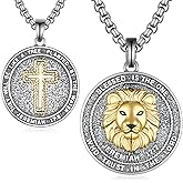 Zaruiqun Lion Necklace 925 Sterling Silver Lion Pendant Necklace Blessed is the One Who Trusts In the Lord Christian Faith Religious Jewelry Gifts for Men Women