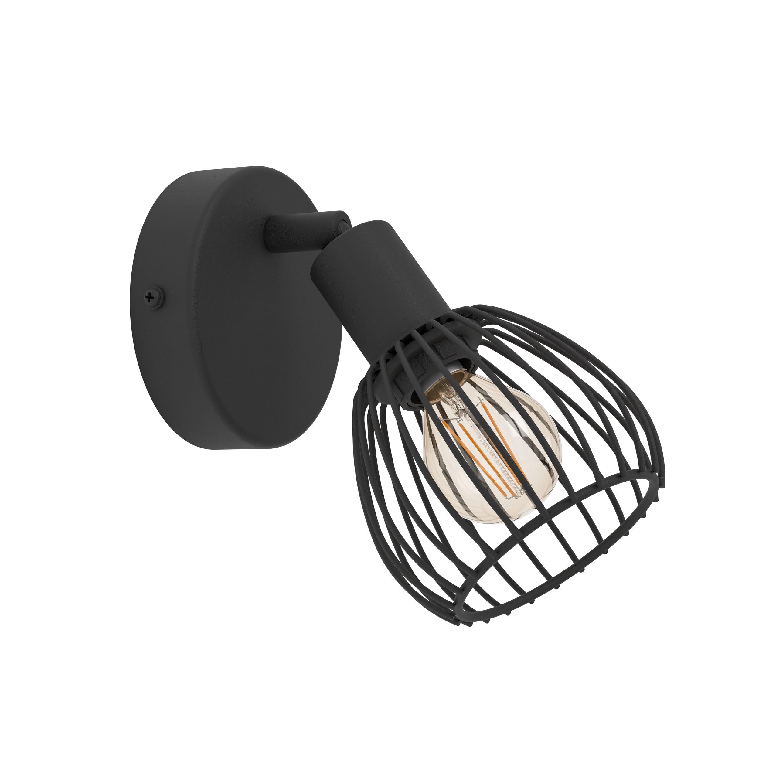 Eglo Indoor wall Light Sonnino, wall lamp with swivelling Spotlight, wall spot Industrial Made of Black Metal, Living Room and Bedroom Lighting, E14 Socket