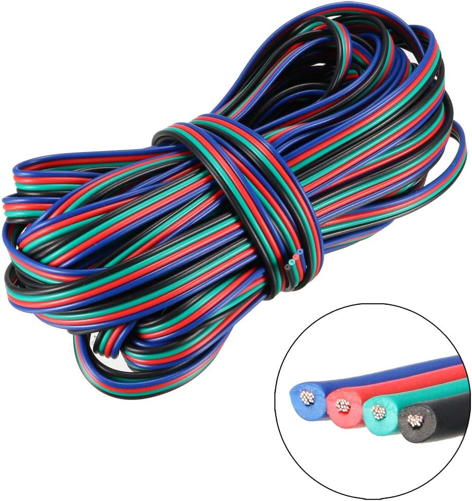 sourcing map RGB Wire 22AWG 4 Pin 4 Color Extension Cable Line for LED Strip 5050 3528 Cord 33ft / 10m - Image 4