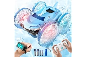 FUUY Amphibious Waterproof Remote Control Boat: RC Car Monster Truck with Lights 4WD Gesture Hand Controlled Water Beach Pool Toys Kids Gifts for Boys Pool Toys