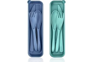 Travel Utensils with Case, 2 PCS Portable Camping Cutlery Set, Reusable Flatware Picnic Tableware Set, Office Lunch Silverwar