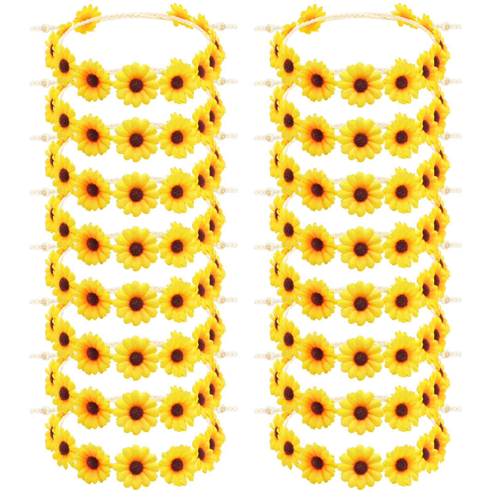 Photo 1 of 16 Pieces Sunflower Headbands for Women Yellow Daisy Headbands Flower Crowns Hippie Hair Accessories Sunflower Crowns Party Favor for Wedding Bridal Shower Festivals Photo Props Women Girls Baby