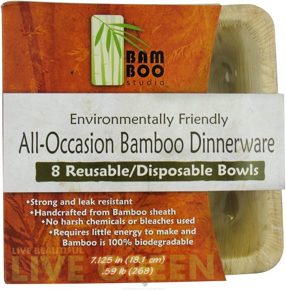 Bamboo Studio 7 Square Inch Bowl, 16-Ounce, 8-Pack, Natural Color