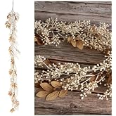 Hobby Lobby Cream &amp; Berry Leaf Fall Garland 6 Feet | Wedding Christmas Fall Faux Floral