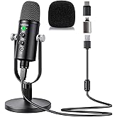 Mercase USB Condenser Microphone for Podcasting, Streaming, Recording on Phone, PC, Mac, PS4/PS5,Plug & Play, Quick Mute,Meta