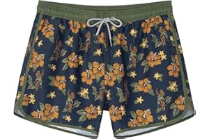 SURF CUZ Mens Swim Trunks 5" Swim Shorts Vintage Bathing Suits with Mesh Lining 80s 90s Retro Swimwear Board Shorts