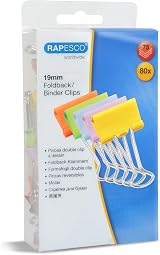 Rapesco 1492 19 mm Foldback Clips Assorted Colours Pack of 80