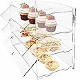 Acrylic Pastry Display Case, 3 Tray Commercial Countertop Bakery Display Case , 19.2x9x15 inch Acrylic Bread Display Box