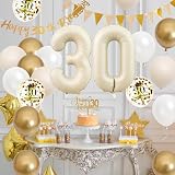 Adorely 21st Birthday Decorations White Gold Banner & Balloons Set view 6