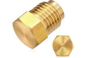 2PC 785-450D Brass Brake Line Plug and Cap Kit,Pipe Plug Hex Head 3/16 Inch Tube Brake Line Plugs and Caps,3/8-24 Inverted Fl