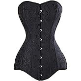 KIWI RATA Women's Hourglass Longline Overbust Corset Steel Boned Long Torso Waist Training Bustier