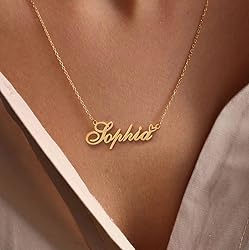 AOLO Elena Heart Name Necklace 18k Gold Plated