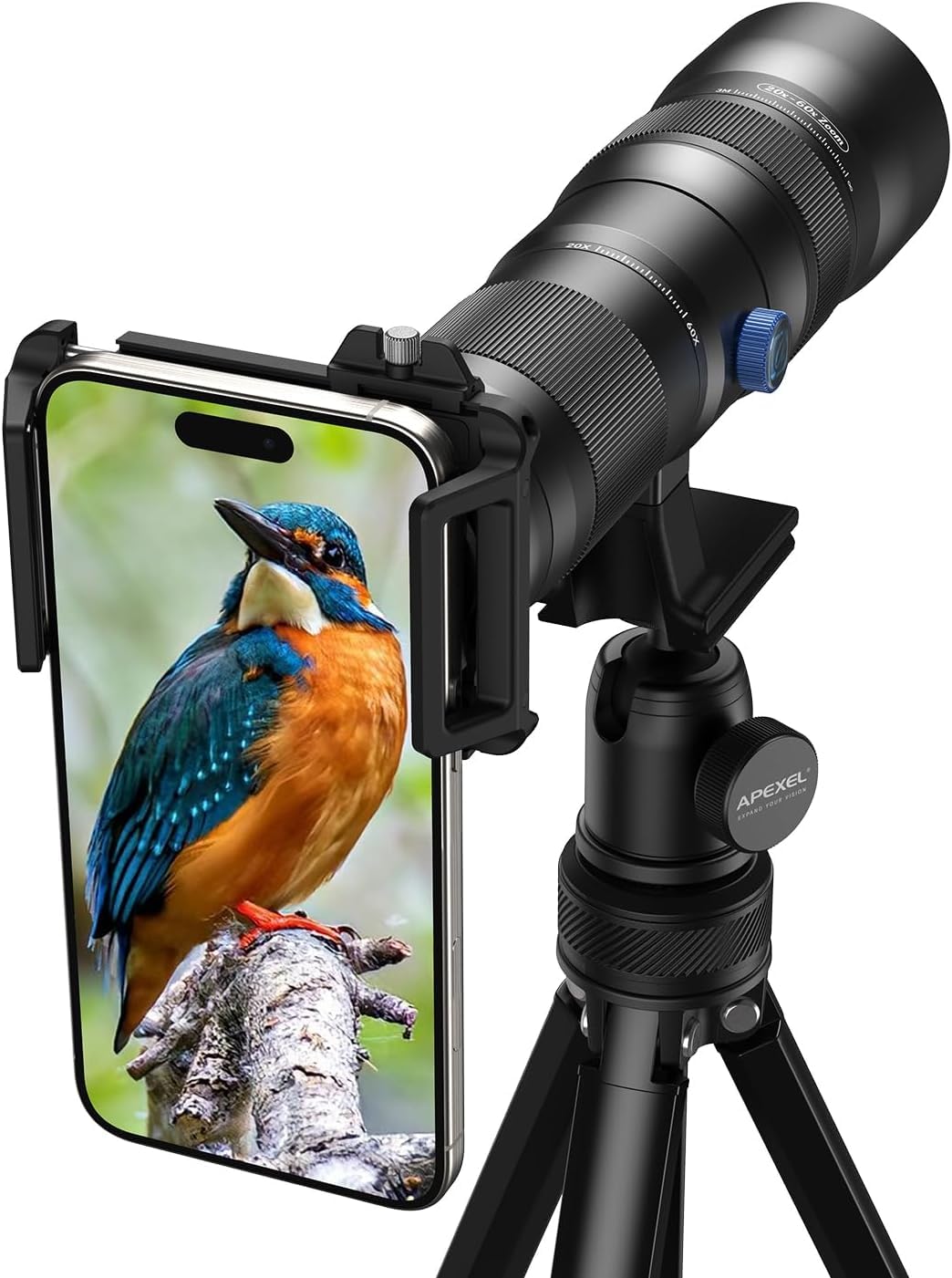 Photo 1 of 20-60X Zoom Telephoto Lens, Evil Eye High Power HD Telephoto Phone Lens with Tripod and Universal Phone Clip for iPhone 16/15/14/13 Series, Samsung, Android Phone and Most Smartphone