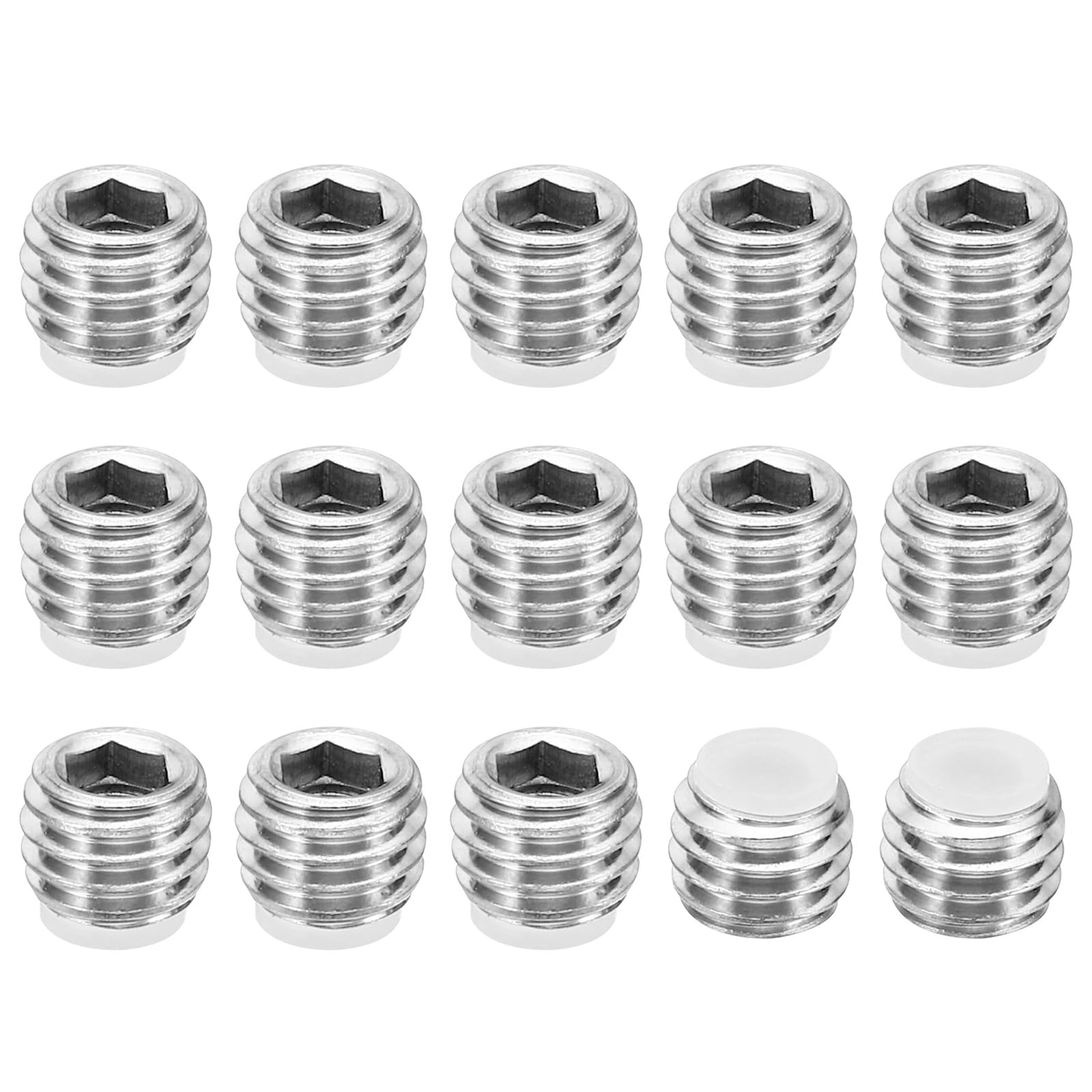 PATIKIL M8x6mm Nylon Tip Grub Screw, 15 Pack Metric Hex Socket Head Cup Point Anti Slip Set Screws Internal Hex Drive Hardware, 304 Stainless Steel