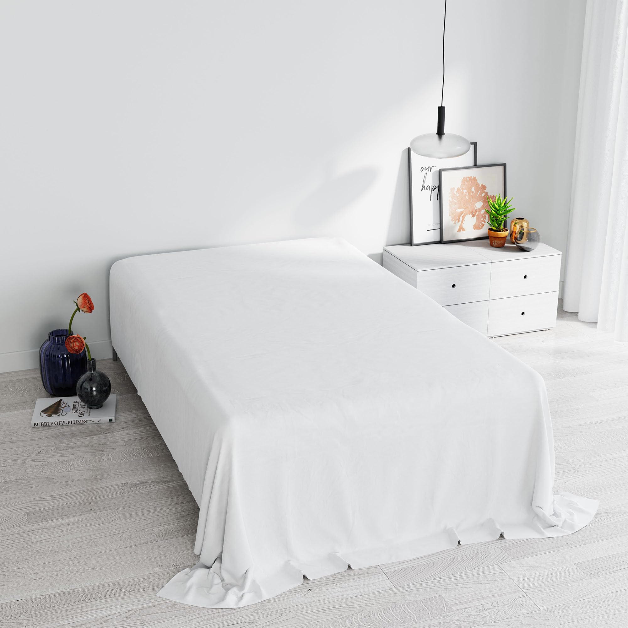 Max Color top Sheet,150x300cm,White, 100% Cotton, SINGLE