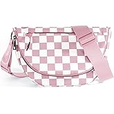 MEISEY Checkered Crossbody Messenger Bag, Black and White Pattern, Adjustable Shoulder Strap