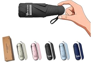 BAODINI Travel Essentials Mini Umbrella for Purse With Case Small Compact UV Sun Protection Lightweight Tiny Pocket Manual Open Close Umbrella for Women Kids and Men Fit Purse Backpack